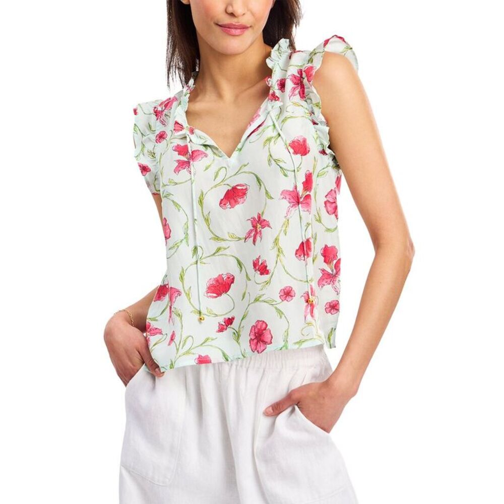Roller Rabbit Womens  Greta Floral Swirl Steffie Silk Top